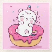 Niedlicher Unicorn Cat Glass Untersetzer