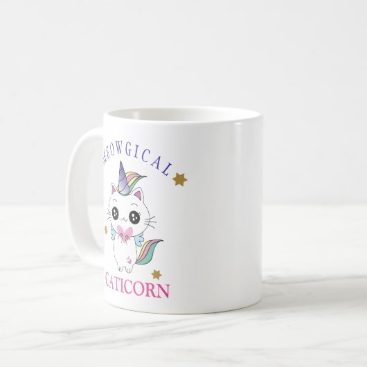 Niedlicher Unicorn Caticorn Kaffeetasse (Vorderseite Links)