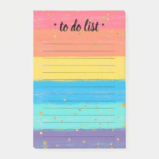 Niedlicher Unicorn färbt Anmerkungen Post-it Klebezettel (Vorderseite)