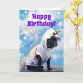 Niedlicher Unicorn Hund Farting Rainbows Tee Gebur Karte (Gelbe Blume)