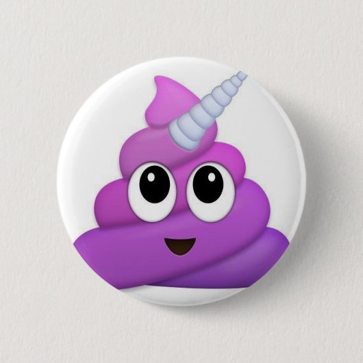Niedlicher Unicorn kacken emoji Button (Vorderseite)