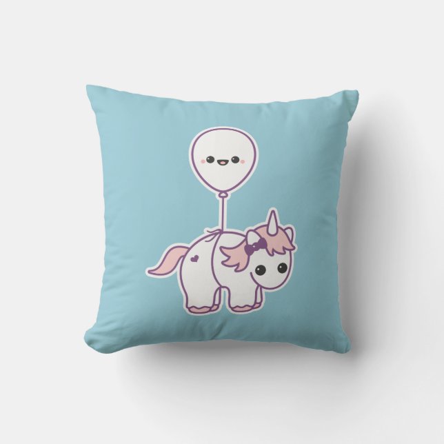 Niedlicher Unicorn mit Ballon Kissen (Vorderseite)