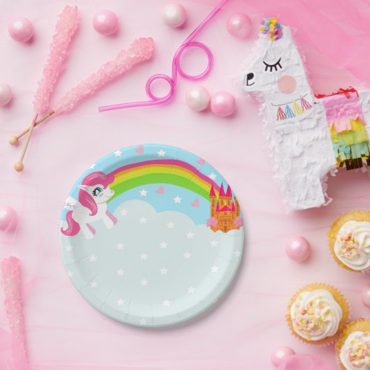 niedlicher Unicorn Papierplatte Pappteller (Party)