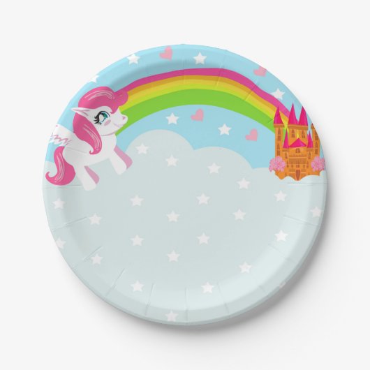 niedlicher Unicorn Papierplatte Pappteller (Vorderseite)