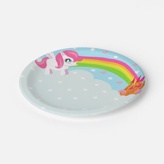 niedlicher Unicorn Papierplatte Pappteller (Schrägansicht)