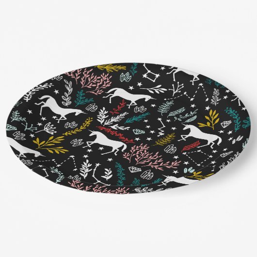 Niedlicher Unicorn-Papierplatte Pappteller (Schrägansicht)