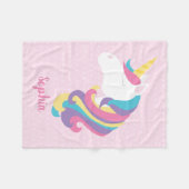 Niedlicher Unicorn-Polka-Punkt personalisiert Fleecedecke (Vorderseite (Horizontal))