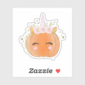 Niedlicher Unicorn Pumpkin Halloween Erntedank Aufkleber (Blatt)