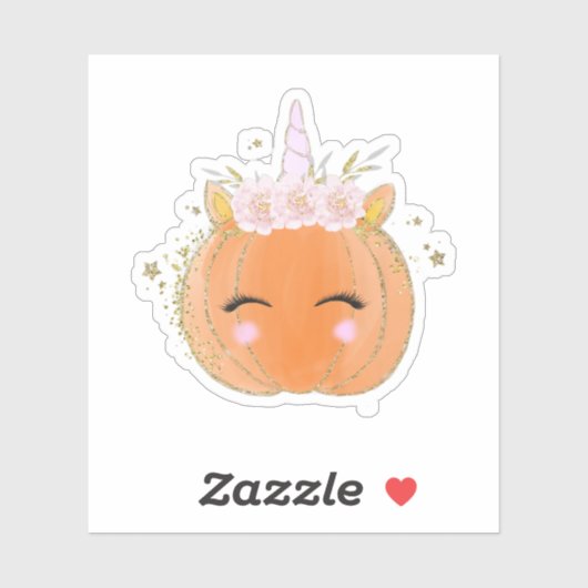 Niedlicher Unicorn Pumpkin Halloween Erntedank Aufkleber (Blatt)