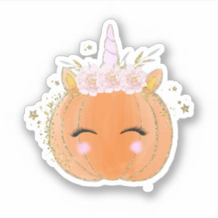 Niedlicher Unicorn Pumpkin Halloween Erntedank Aufkleber