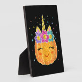 Niedlicher Unicorn Pumpkin Halloween Erntedank Fotoplatte (Seite)
