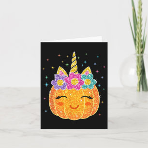Niedlicher Unicorn Pumpkin Halloween Erntedank Karte
