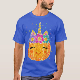 Niedlicher Unicorn Pumpkin Halloween Erntedank T-Shirt