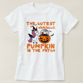 Niedlicher Unicorn Pumpkin Halloween Erntedank T-Shirt