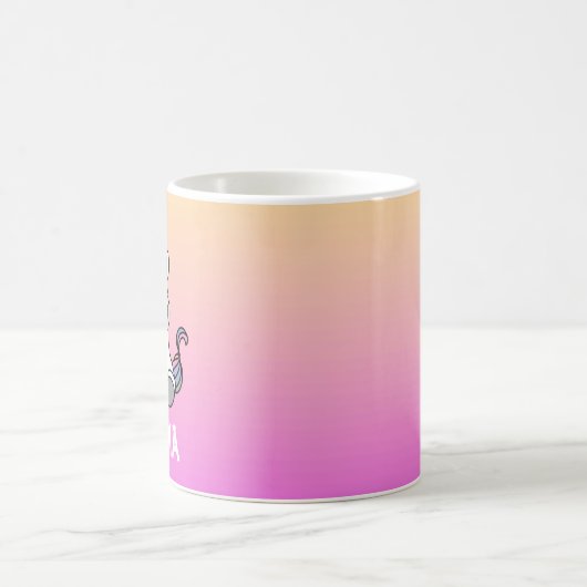 Niedlicher Unicorn Rainbow Gradient Personalisiert Kaffeetasse (Mittel)