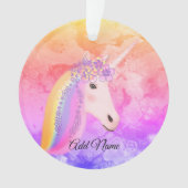 Niedlicher Unicorn-Regenbogen-bunte Wolken Ornament (Vorderseite)