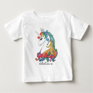 Niedlicher Unicorn Regenbogen des Watercolor Baby T-shirt