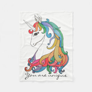 Niedlicher Unicorn Regenbogen des Watercolor Fleecedecke