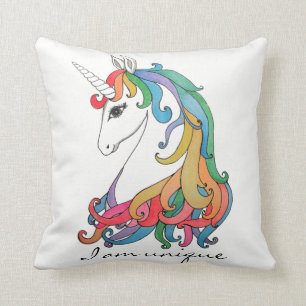 Niedlicher Unicorn Regenbogen des Watercolor Kissen