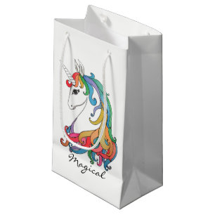 Niedlicher Unicorn Regenbogen des Watercolor Kleine Geschenktüte