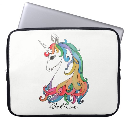 Niedlicher Unicorn Regenbogen des Watercolor Laptopschutzhülle (Vorderseite)