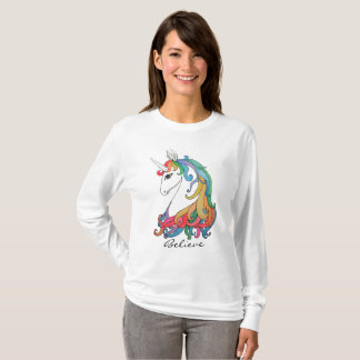 Niedlicher Unicorn Regenbogen des Watercolor T-Shirt