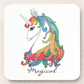 Niedlicher Unicorn Regenbogen des Watercolor Untersetzer