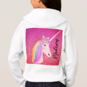 Niedlicher Unicorn Regenbogen Fantasie Rosa Glitze Hoodie (Rückseite)