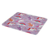 Niedlicher Unicorn-Regenbogen lila Schneidebrett (Ecke)
