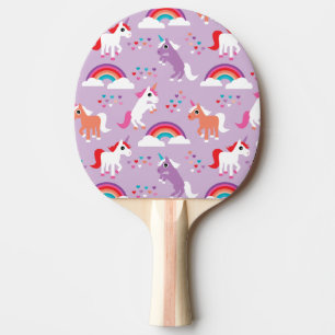 Niedlicher Unicorn-Regenbogen lila Tischtennis Schläger