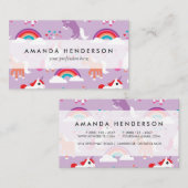 Niedlicher Unicorn-Regenbogen lila Visitenkarte (Vorne/Hinten)