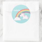 Niedlicher Unicorn Regenbogen Personalisiert Runder Aufkleber (Tasche)