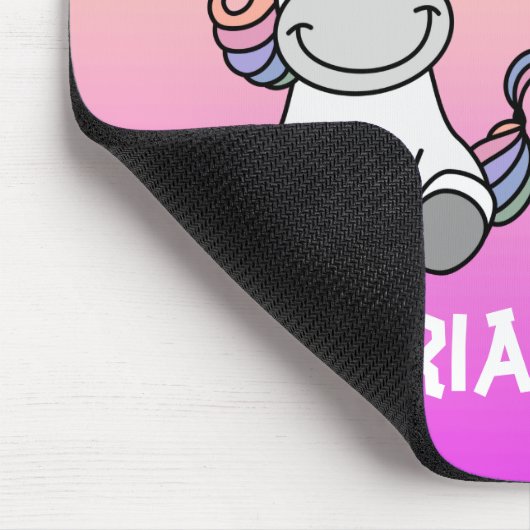 Niedlicher Unicorn Regenbogen Personalisierter Nam Mousepad (Ecke)
