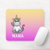 Niedlicher Unicorn Regenbogen Personalisierter Nam Mousepad (Mit Mouse)