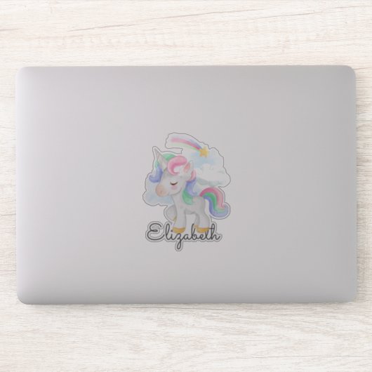 Niedlicher Unicorn-Regenbogenstern Aufkleber (Computer)