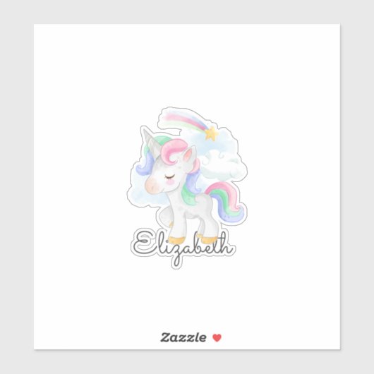Niedlicher Unicorn-Regenbogenstern Aufkleber (Blatt)