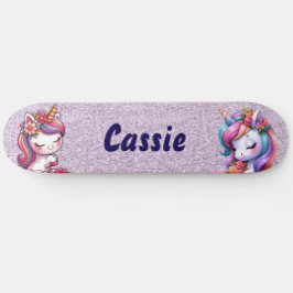 Niedlicher, unicorn rosa Glitzer Personalisieren Skateboard
