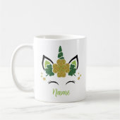 Niedlicher Unicorn St Patrick's Day Personalisiert Kaffeetasse (Links)