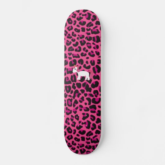 Niedlicher Unicornrosa-Leoparddruck Skateboard (Vorderseite)