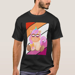 Niedlicher Unikorenpride Lesbische Flagge LGBT Sto T-Shirt