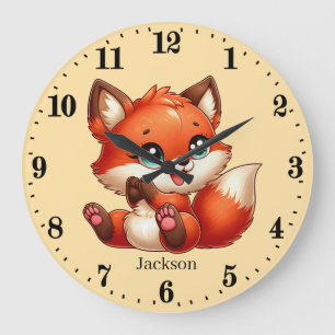 Niedlicher Unisex-Baby-Fuchs Große Wanduhr