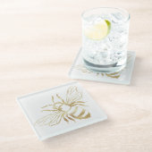 Niedlicher Untersetzer aus Golden Bee Glass (Schrägansicht)