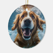 Niedlicher Unterwasserhund Keramik Ornament (Links)