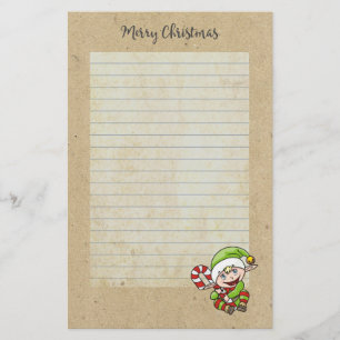 Niedlicher Urlaub Elf mit Candy Cane Frohe Weihnac Briefpapier