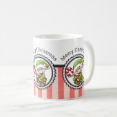 Niedlicher Urlaub Elf mit Candy Cane Frohe Weihnac Kaffeetasse (VorderseiteRechts)