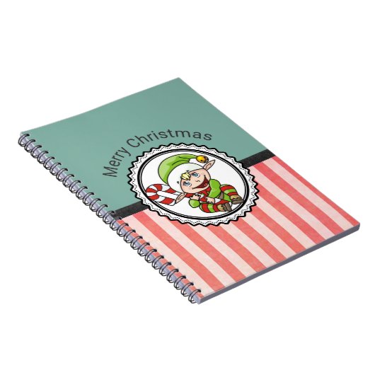 Niedlicher Urlaub Elf mit Candy Cane Frohe Weihnac Notizblock (Rechte Seite)