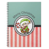 Niedlicher Urlaub Elf mit Candy Cane Frohe Weihnac Notizblock (Vorderseite)