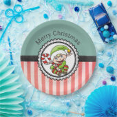 Niedlicher Urlaub Elf mit Candy Cane Frohe Weihnac Pappteller (Party)