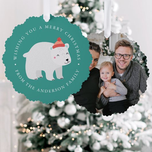 Niedlicher Urlaub mit dem Foto "Polar Bear" Ornament Karte