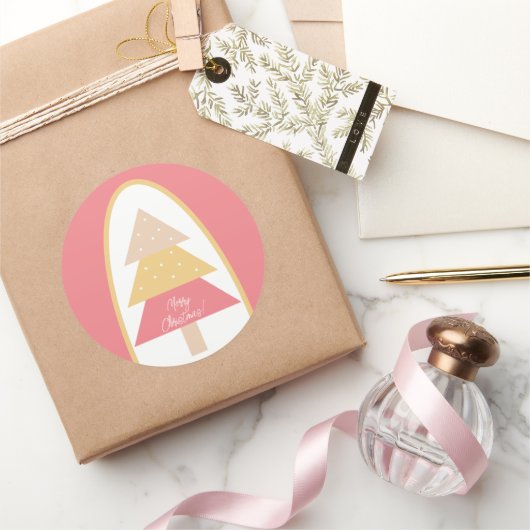 Niedlicher Urlaub Rosa Baum Runder Aufkleber (Schenken)